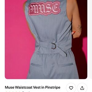 Dressed in LALA Gray Pinstripe Muse Waistcoat Vest